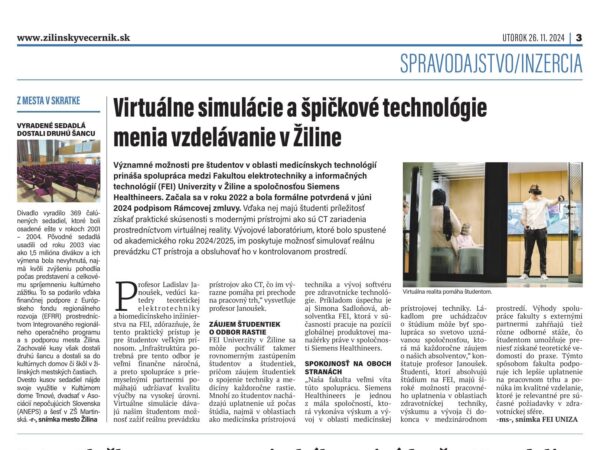 Virtuálne simulácie a špičkové technológie menia vzdelávanie v Žiline